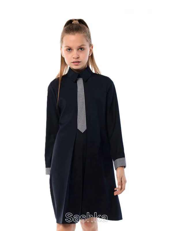 Сукня для дівчинки Sashka шкільна темно-синя, розмір 134-170